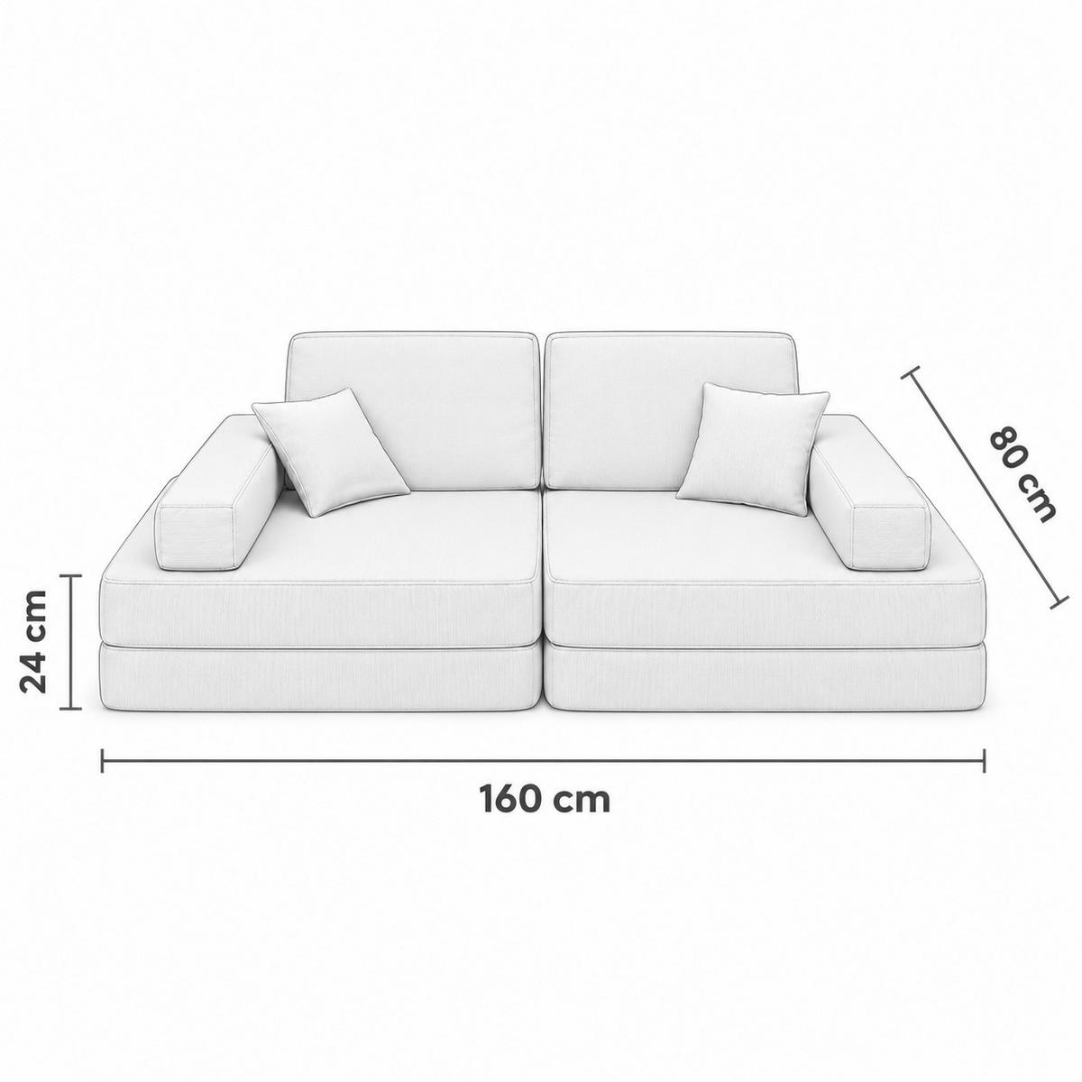 KINDERSOFA Cordsamt Türkis - Blau, Textil (160/24/80cm) - AngeLove