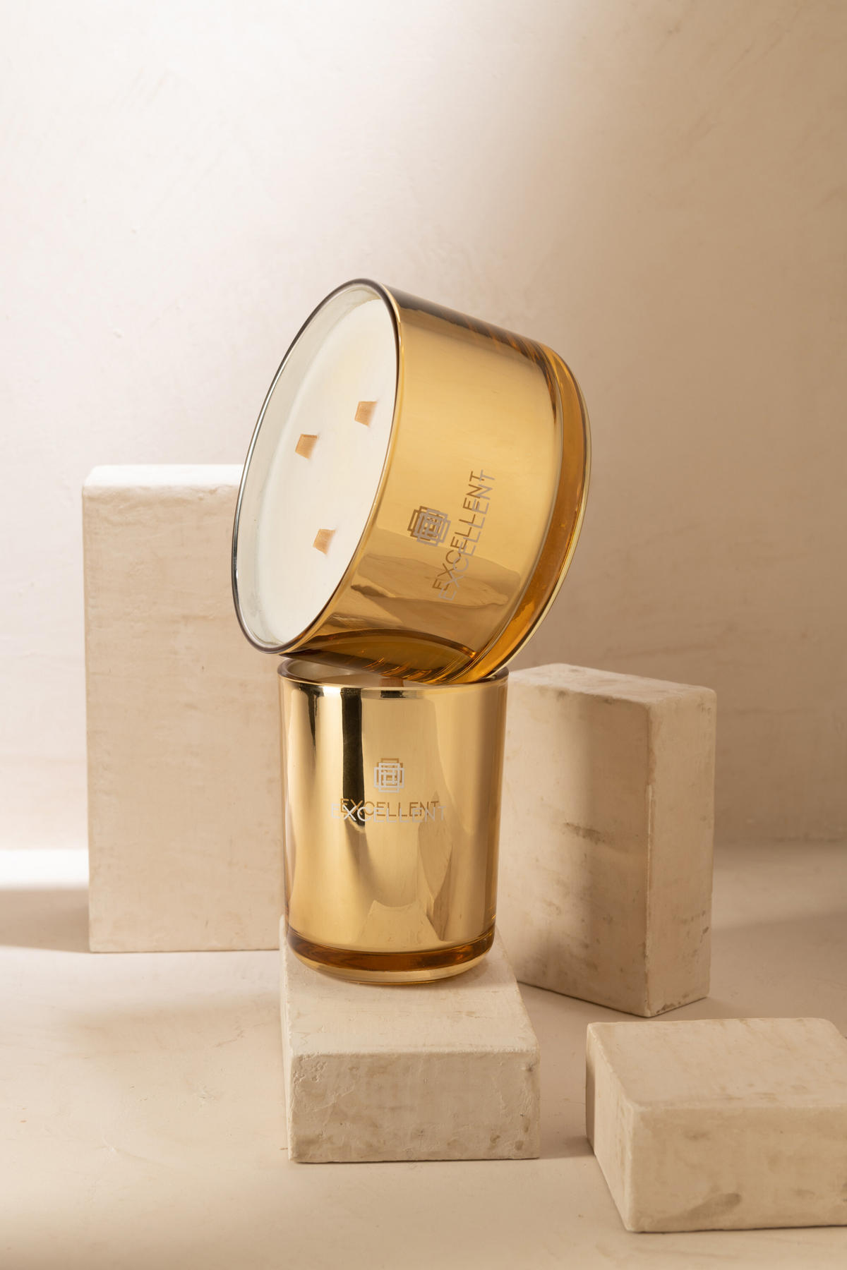 DUFTKERZE EXCELLENT - Glas - Gold - L - 40 Std. - Goldfarben, Glas/Paraffin (14/9.5cm) - J-Line