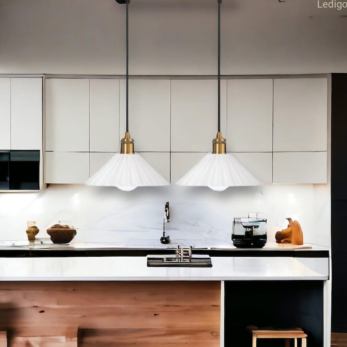 PENDELLEUCHTE Paris - Goldfarben/Schwarz, Glas/Metall (55/25/100cm) - kiki design