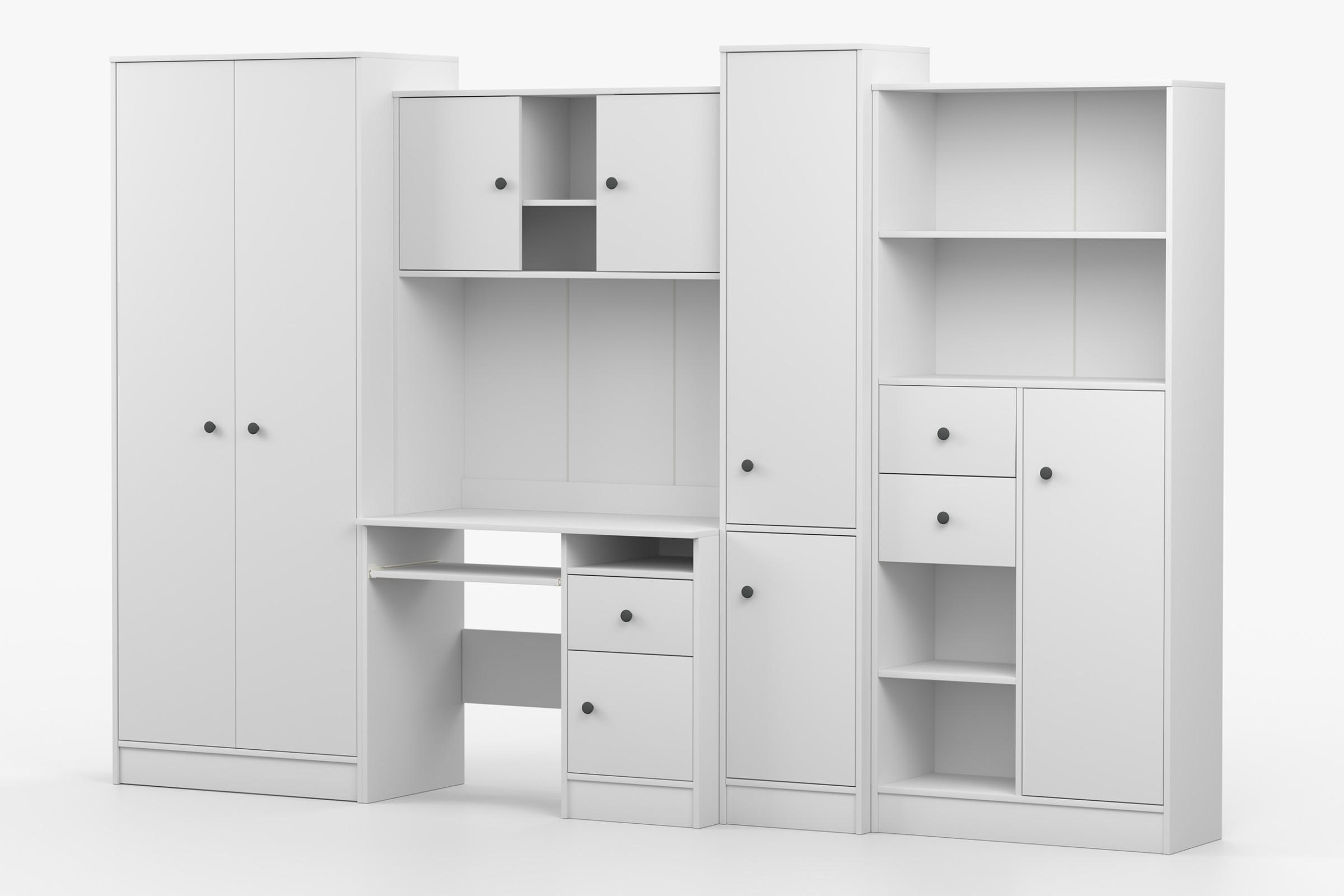 KINDERZIMMER OSCAR Korpus Weiß | Griffe Anthrazit - Anthrazit/Weiß, Holzwerkstoff (300/196/52cm) - Deine Möbel 24