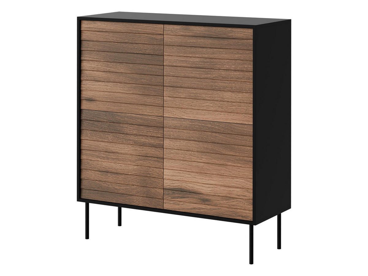 TÜRKOMMODE Cortina 100 4D - Schwarz/Braun, Holzwerkstoff/Metall (102/118/40cm) - MIRJAN24