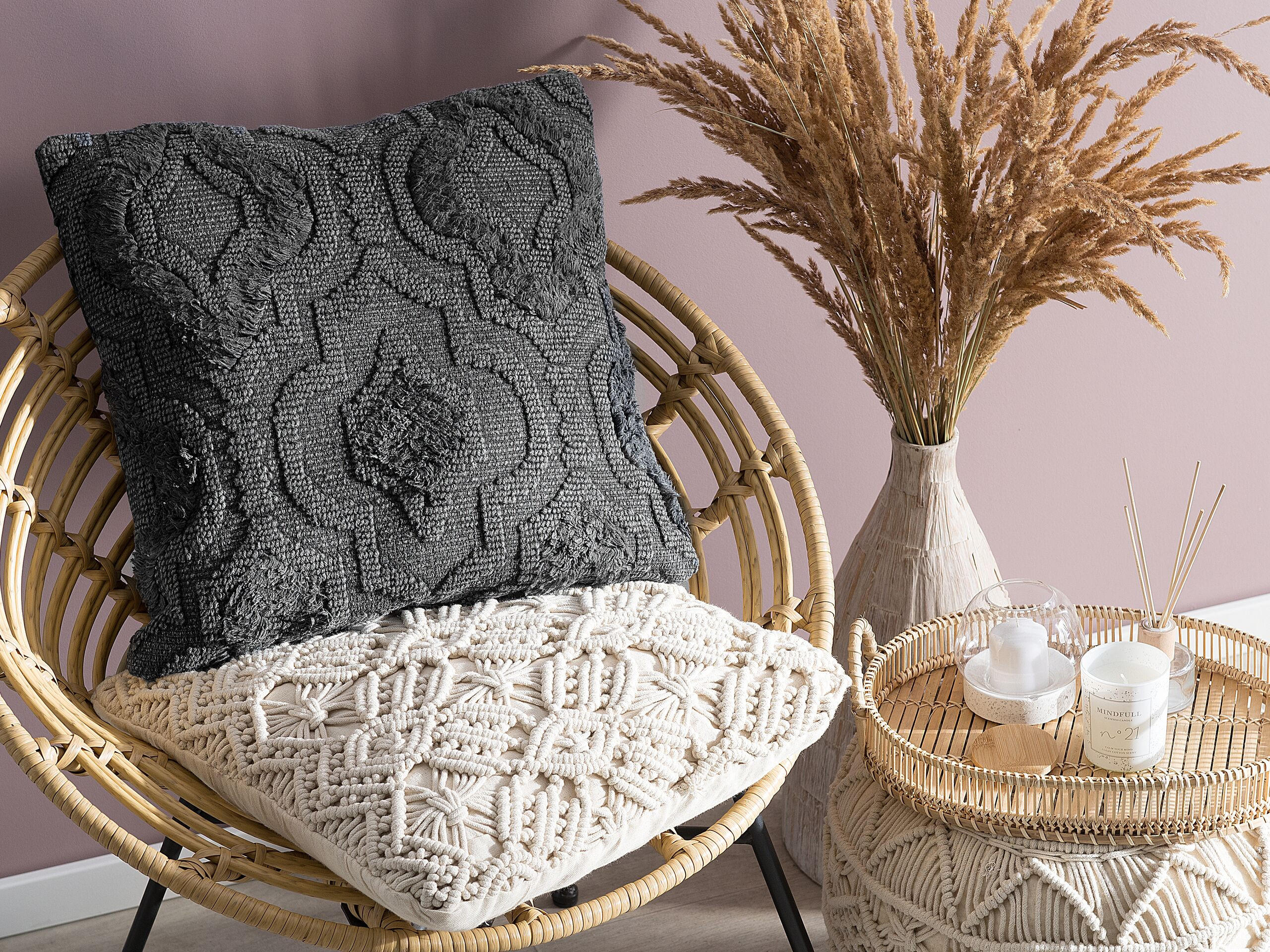 DEKOKISSEN 2er-Set Dunkelgrau 45/45 cm Paika - Dunkelgrau, Naturmaterialien/Textil (45/45cm) - Beliani