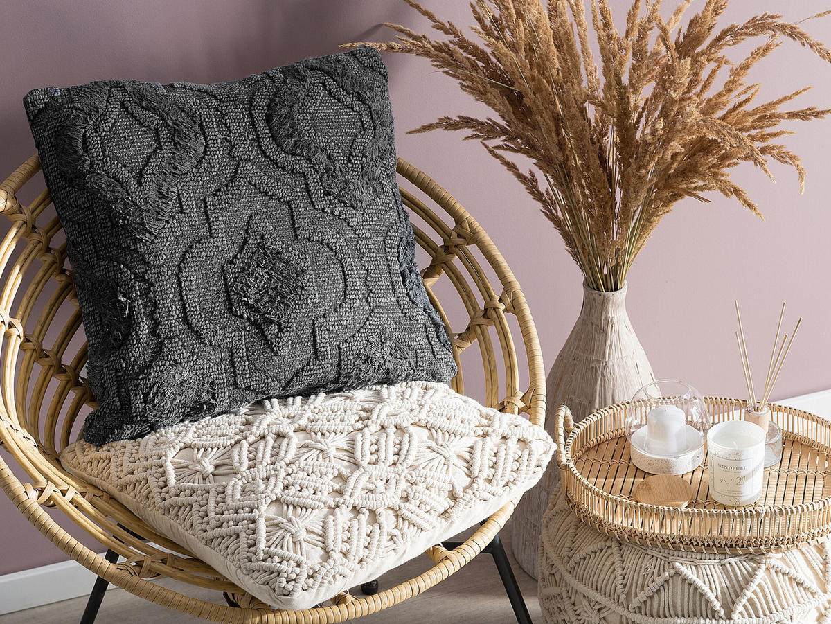 DEKOKISSEN 2er-Set Dunkelgrau 45/45 cm Paika - Dunkelgrau, Naturmaterialen/Textil (45/45cm) - Beliani