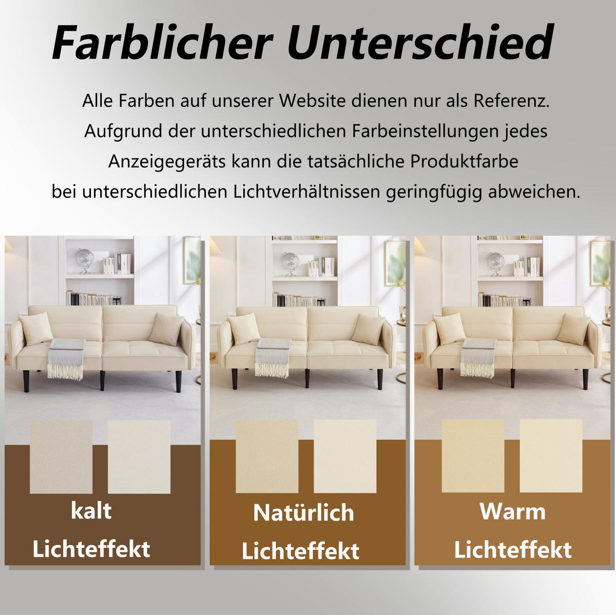 SCHLAFSOFA 2-Sitzer Samtbezug mit verstellbaren Rückenlehnen und klappbaren Armlehnen Beige 176/78/76 cm - Beige, Textil (78/76/176cm) - Redom