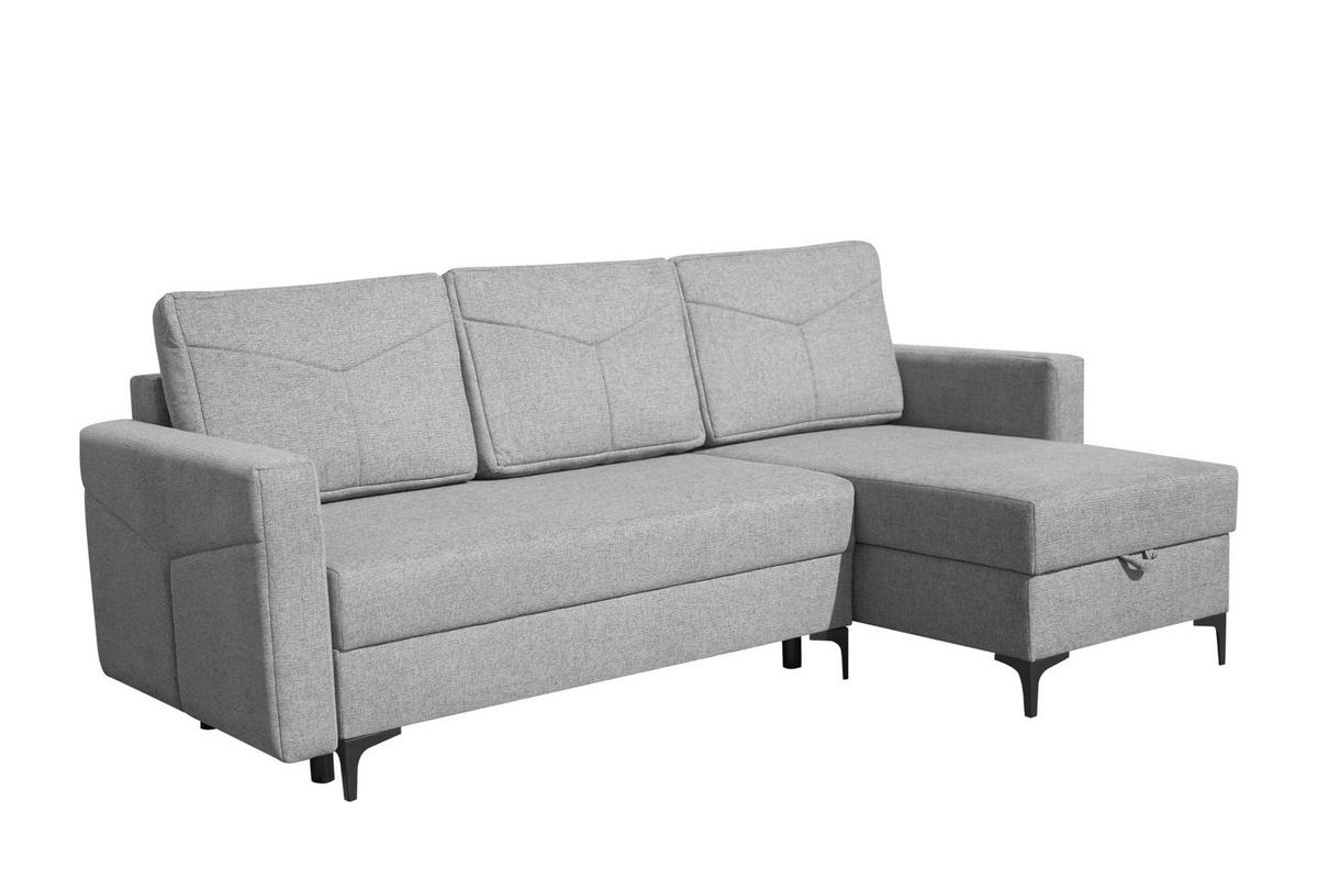 ECKSOFA KAIRO mit Schlaffunktion und Zwei Bettkasten (Grau) - Grau, Textil (230/150cm) - VENASI MÖBEL