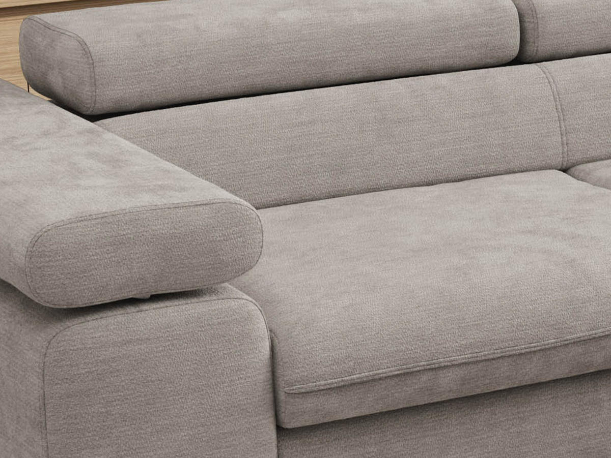 ECKSOFA PABLO L Hellgrau Schenille glatt - Rechts Seite mit T25 Topper - Hellgrau/Schwarz, Textil/Metall (273/208cm) - MKS