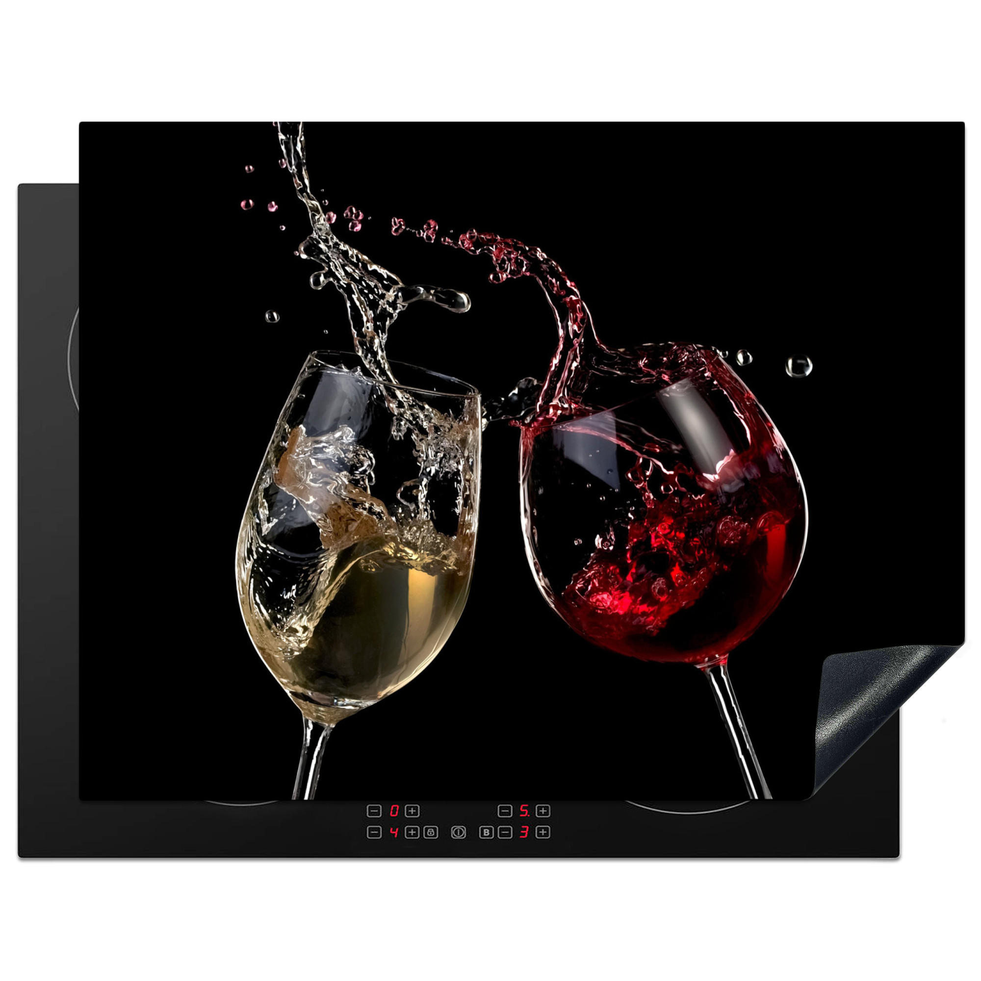 HERDABDECKPLATTE Rotwein - Weißwein - Glas - Schwarz 77x59 cm - Weinrot, Kunststoff (77/0.2/59cm) - MuchoWow