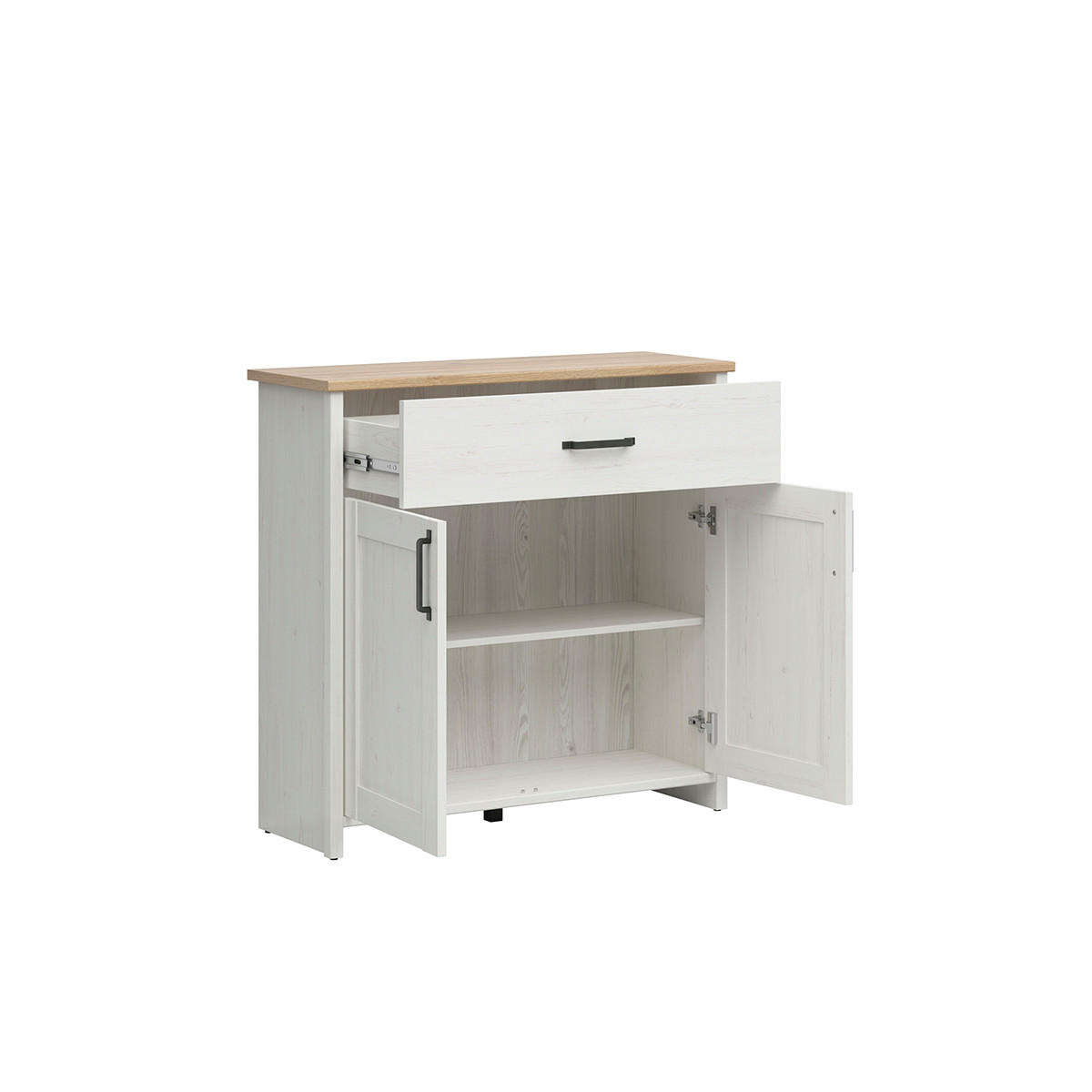 SIDEBOARD Aksel Weiß und Holz - Weiß, Holzwerkstoff (102/99/37cm) - Petits-meubles