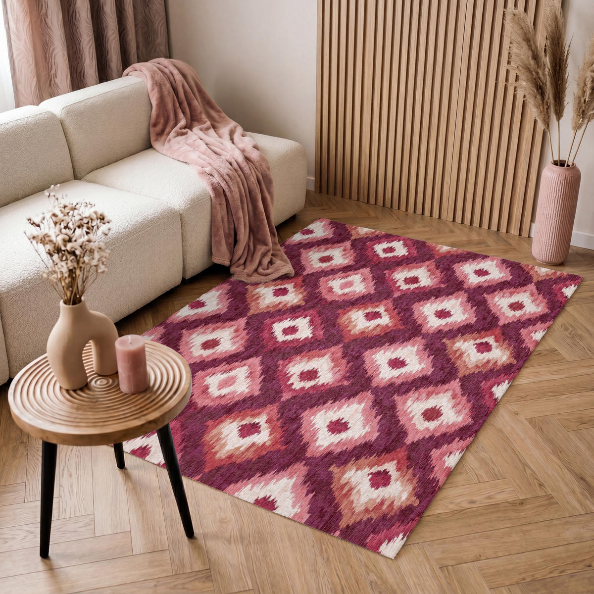 TEPPICH - Diamantformen - Rosa - Muster - Textur - 120x180 cm - Bordeaux, Kunststoff/Textil (120/0.4cm) - OnlyWow