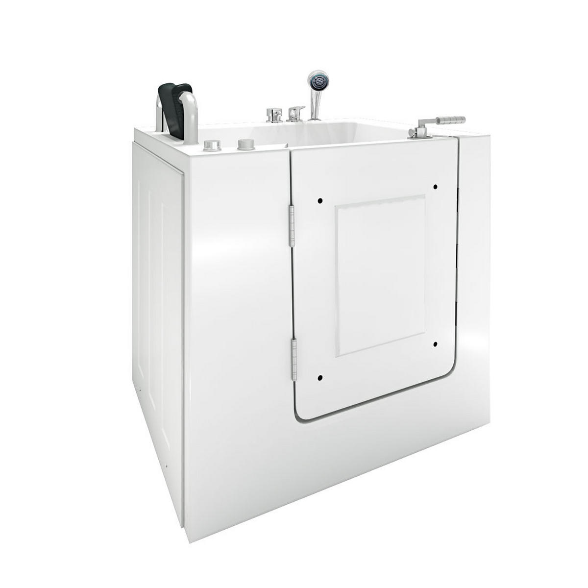 SITZWANNE Whirlpool mit Tür S02WP-C-L - Weiß, Glas/Kunststoff (78/113/100cm) - AcquaVapore by Sandra Jentho