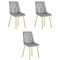 ESSZIMMERSTUHL 3-er Set TYRA hellgrauer Sitz, goldene Beine - Goldfarben/Hellgrau, Textil (44.5/87/54.5cm) - Valora
