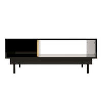 COUCHTISCH Artemisa Schwarz, goldener Akzent, Hochglanz - Schwarz Hochglanz/Schwarz, Holzwerkstoff/Metall (69/115/45.5cm) - Dancan