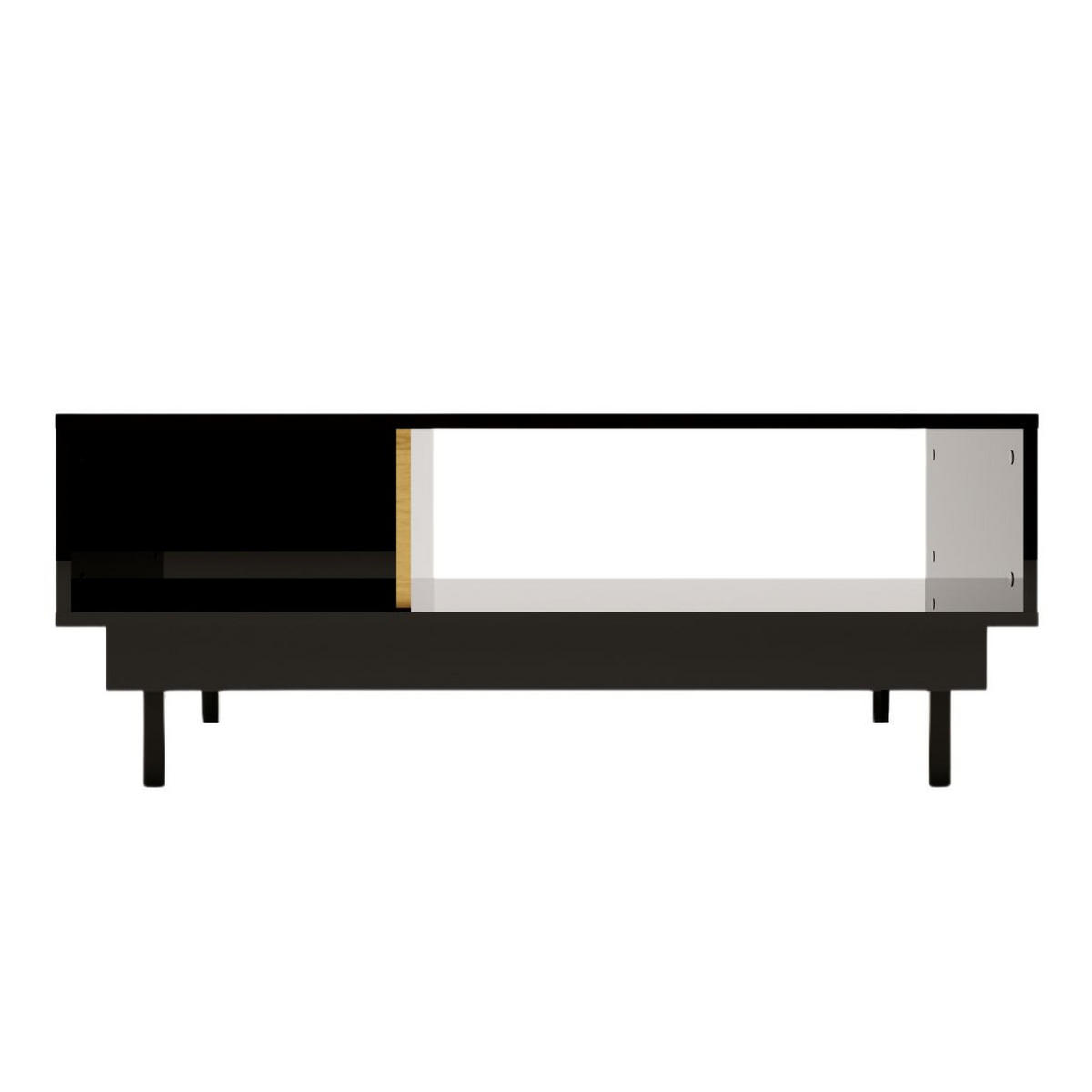 COUCHTISCH Artemisa Schwarz, goldener Akzent, Hochglanz - Schwarz Hochglanz/Schwarz, Holzwerkstoff/Metall (69/115/45.5cm) - Dancan
