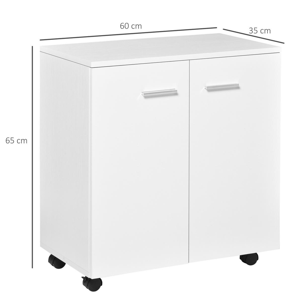 ROLLBUFFET DE-11266 2 Türen & Regal Weiß - Weiß, Holzwerkstoff (35/65/60cm) - ComfortXL