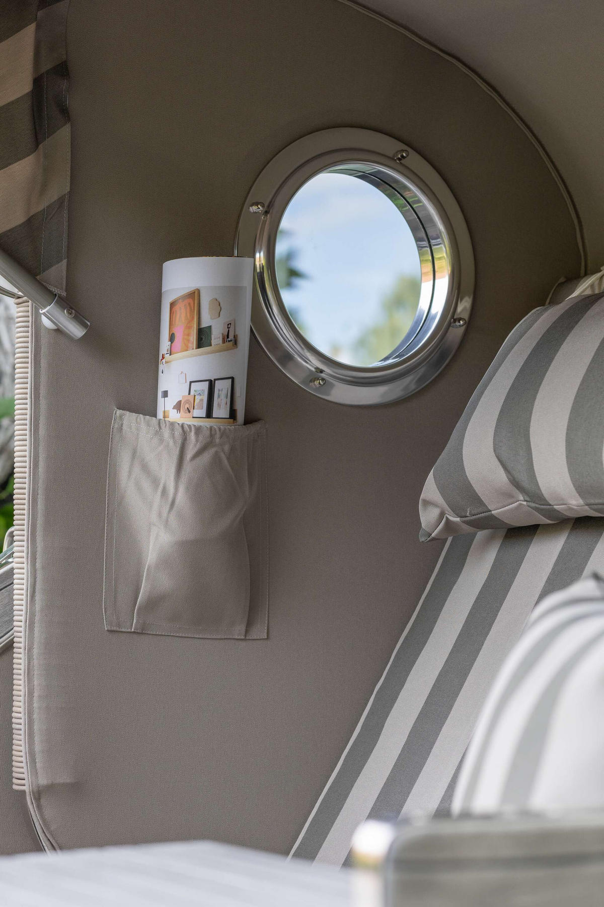 STRANDKORB Düne Koboo Grau Bullaugen - Braun/Grau, Metall (125/170/80cm) - Mr. Deko