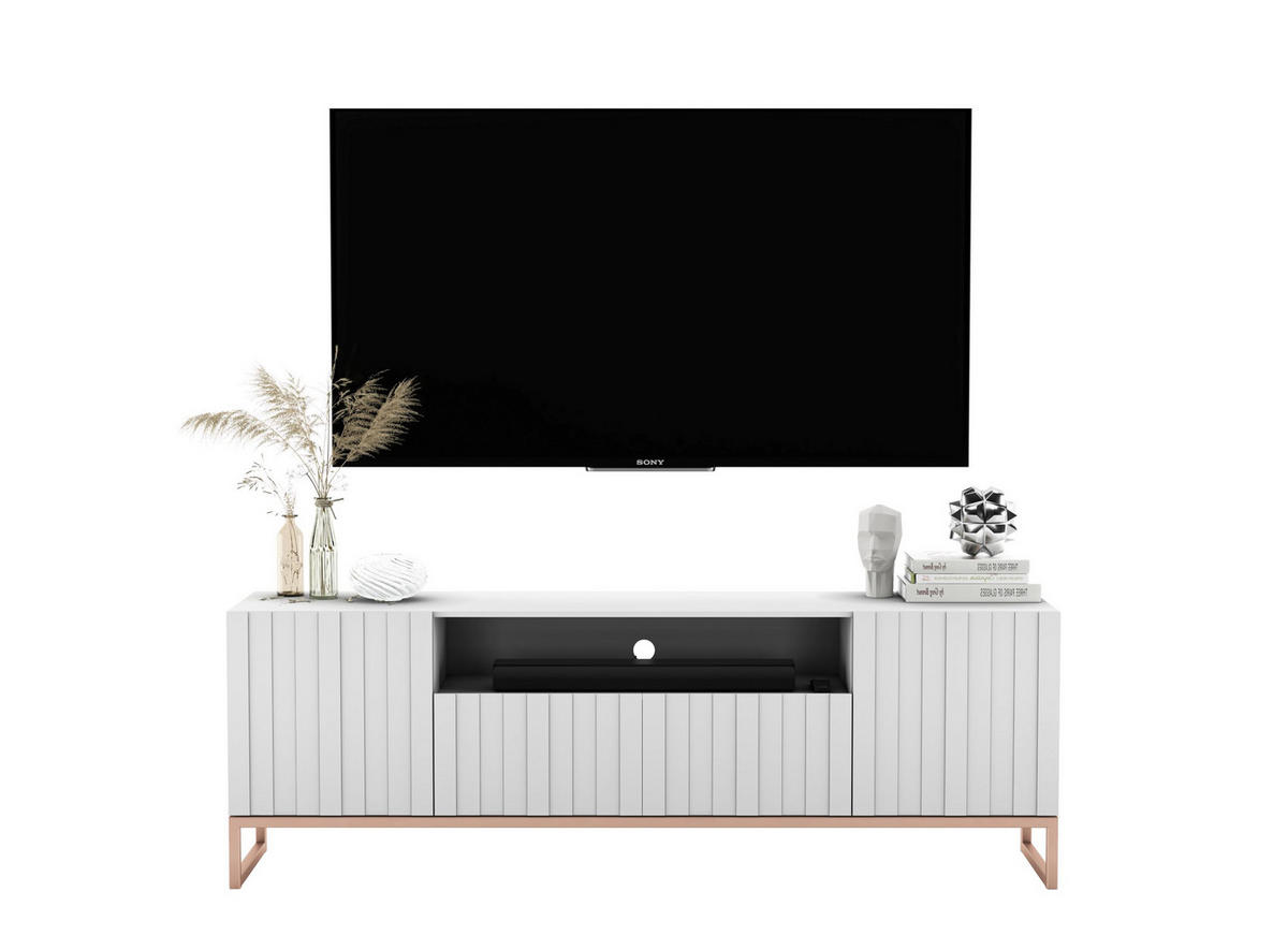 TV-SCHRANK Elpis2 Weiß Matt mit Metallrahmen 150 cm - Weiß/Kupferfarben, Holzwerkstoff/Metall (150/51.5/36.5cm) - Meble Lindner