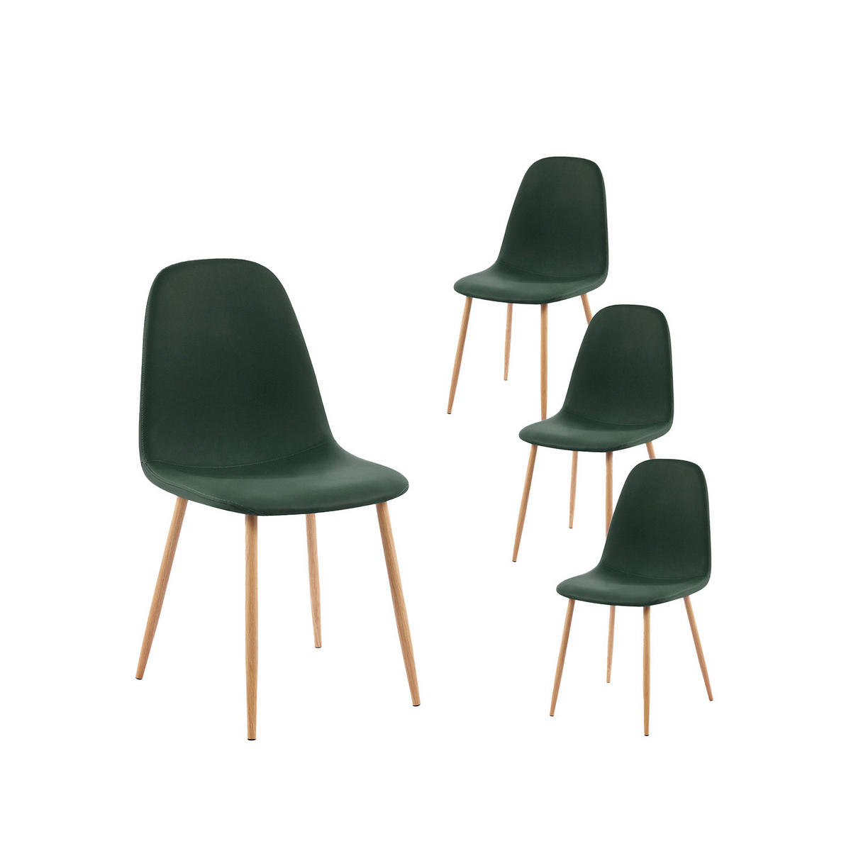 ESSZIMMERSTUHL Elia Grün 44 cm x 84 cm 4er-Set - Grün, Leder (44/84/52cm) - Klast Home