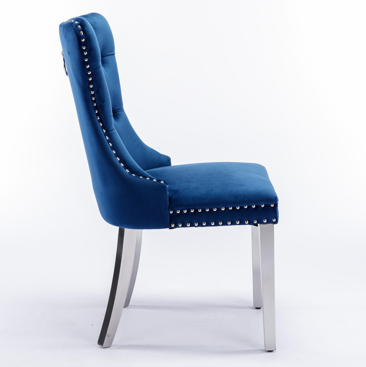 ESSZIMMERSTUHL mit hoher Rückenlehne 2er-Set Samt Blau - Blau, Metall (50/95/65cm) - Meubliv