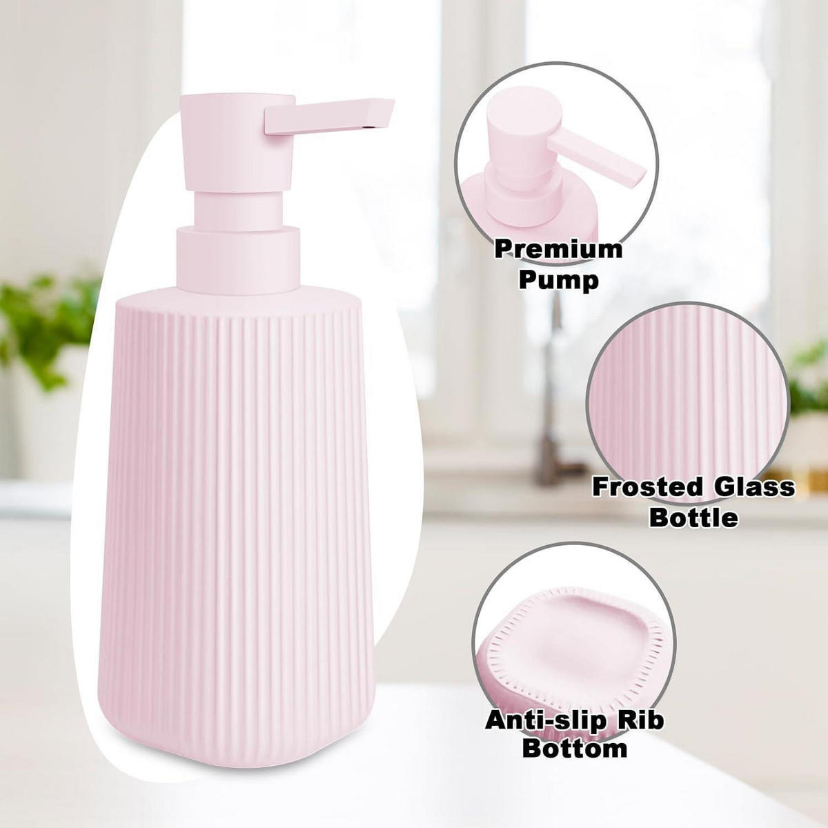 SEIFENSPENDER Glas Rosa 250ml 2er Set - Rosa, Glas (7/18/7cm)