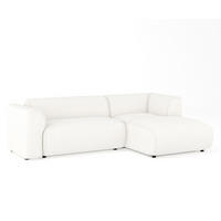 ECKSOFA Melani Creme Webstoff - Rechts Seite - Creme/Schwarz, Holz/Holzwerkstoff (162/256cm) - Maison de Reve