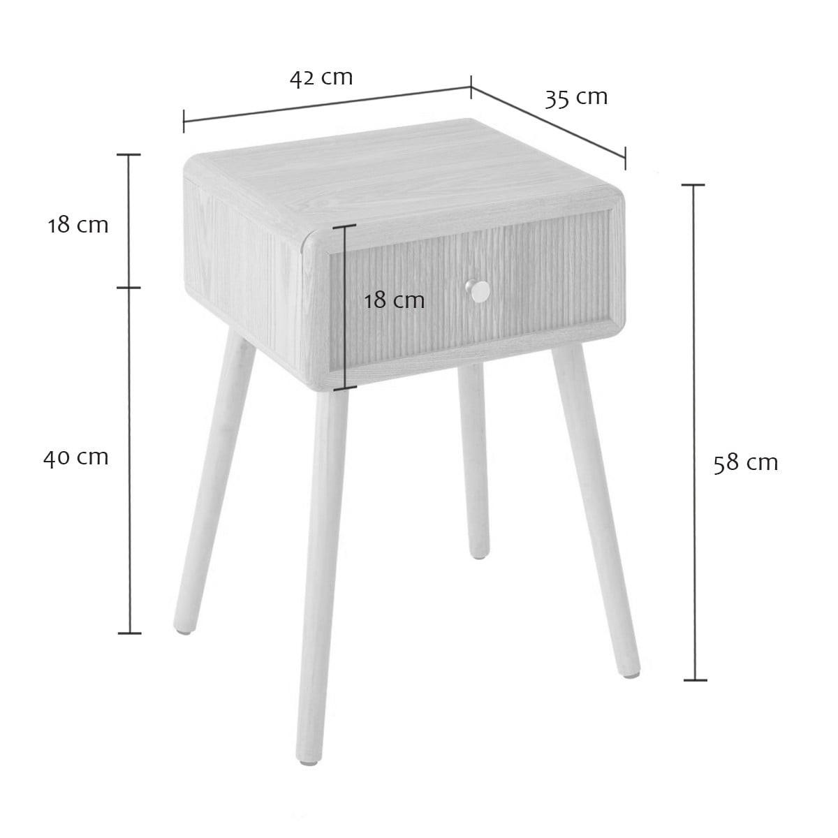 NACHTTISCH mit 1 Schublade und lamellenartiger Front 42/35/52 cm - Eschefarben, Holzwerkstoff (35/52/39cm) - Calicosy