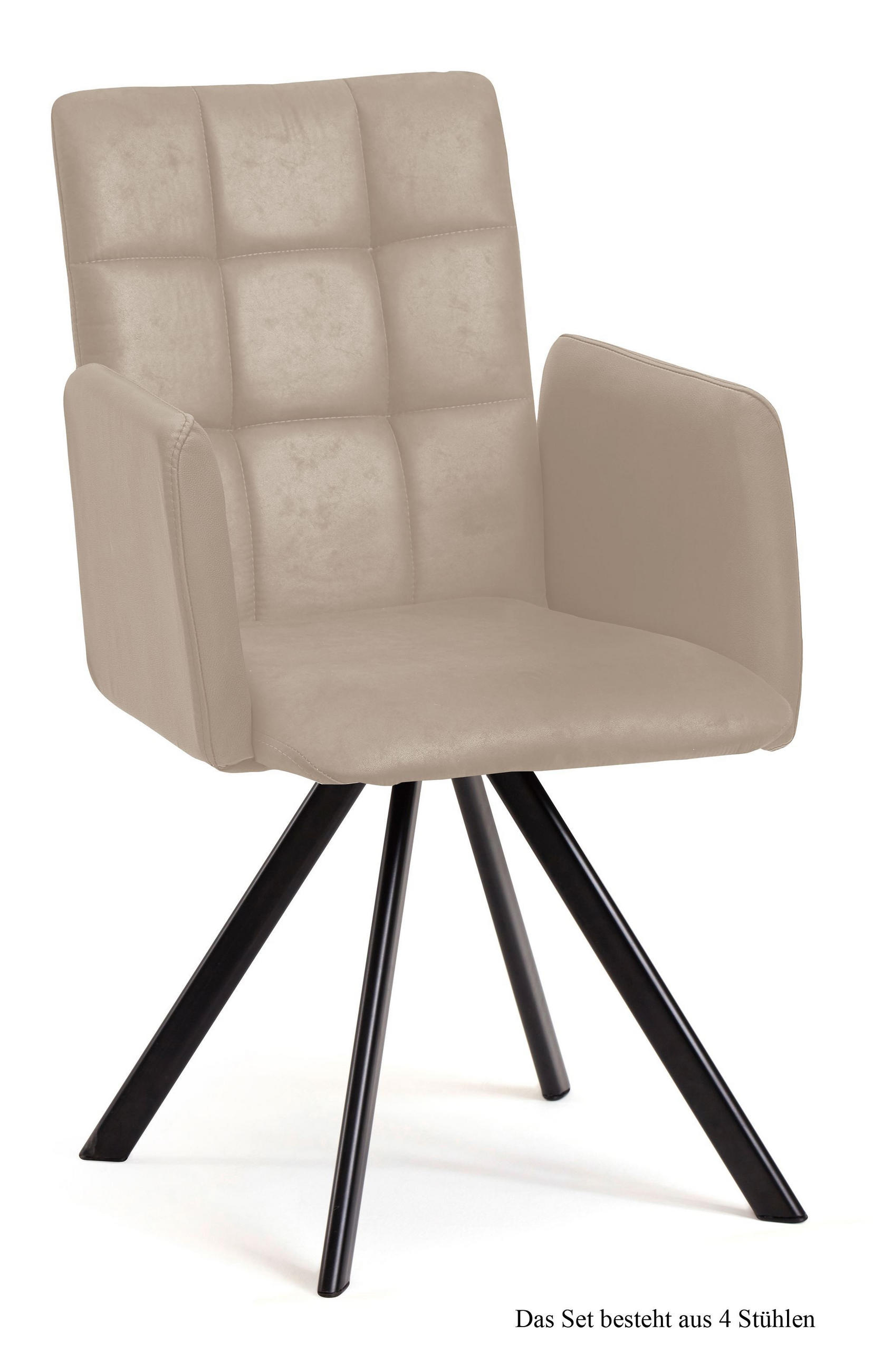 ARMLEHNSTUHL drehbar (4er-Set) Despo 52x91x60 Schwarz/Natur - Schwarz/Naturfarben, Kunststoff (60/91/52cm) - 58aufmkessel
