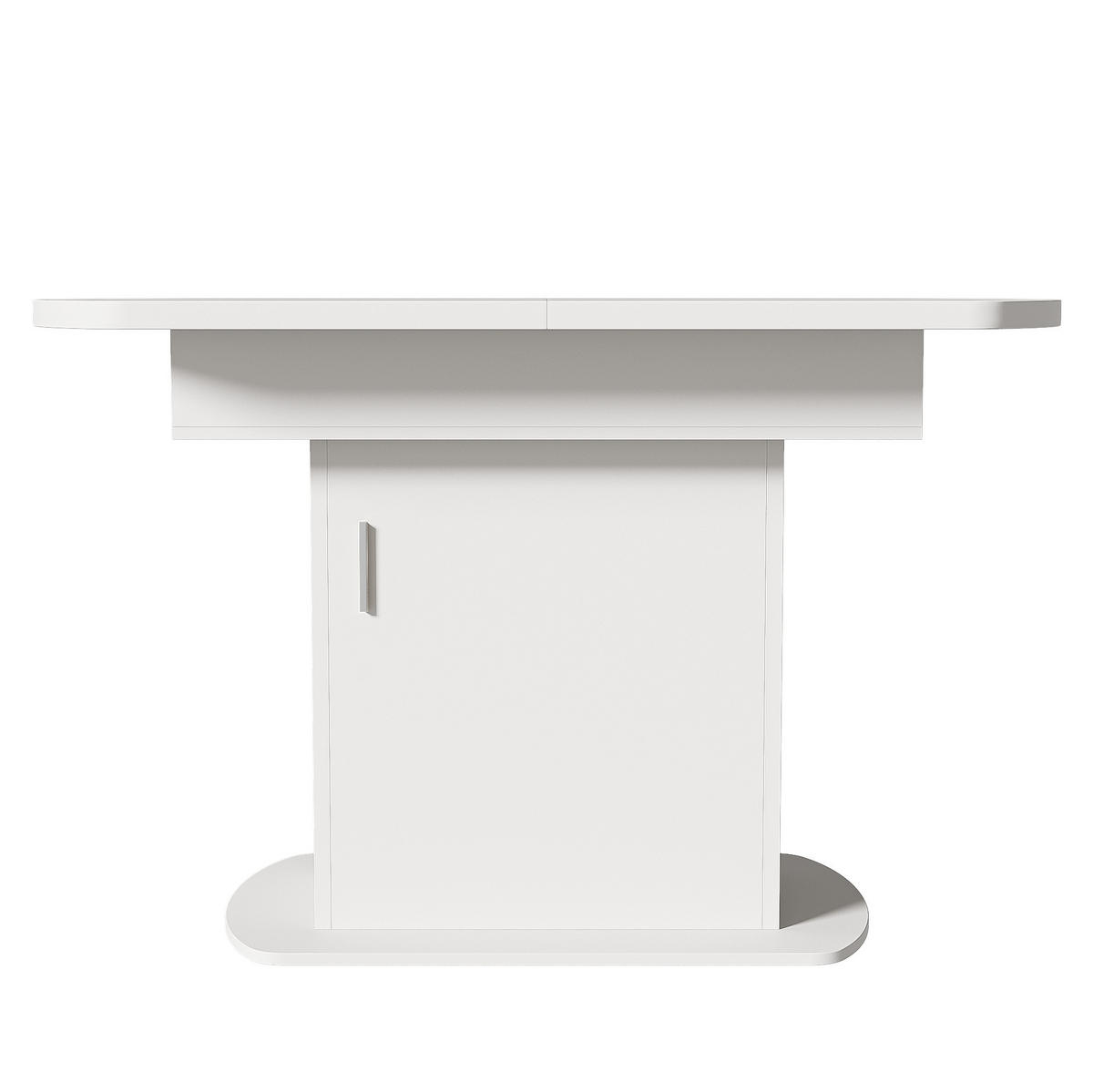 ESSTISCH 110-130/70/75 cm ausziehbar mit Stauraum und Schrankfächern, Spanplatte/Metall, Weiß/Silber - Weiß, Holzwerkstoff (130/70/75cm) - Redom