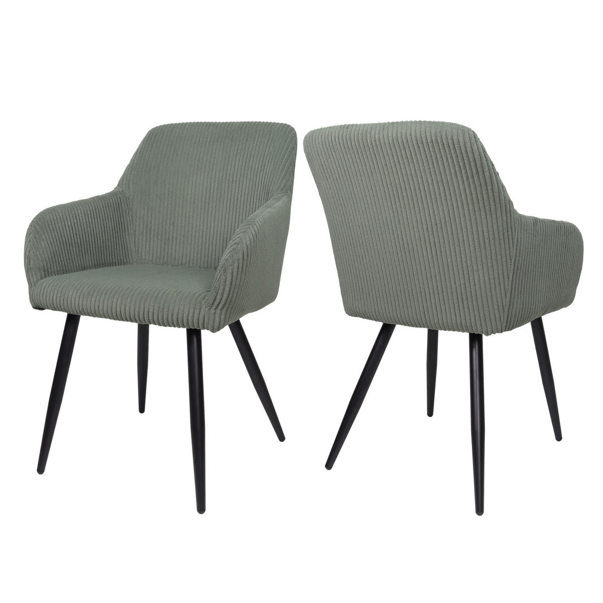ESSZIMMERSTUHL SILA Grün 2er-Set, Cord Bezug - Grün, Textil (56/84/60cm)