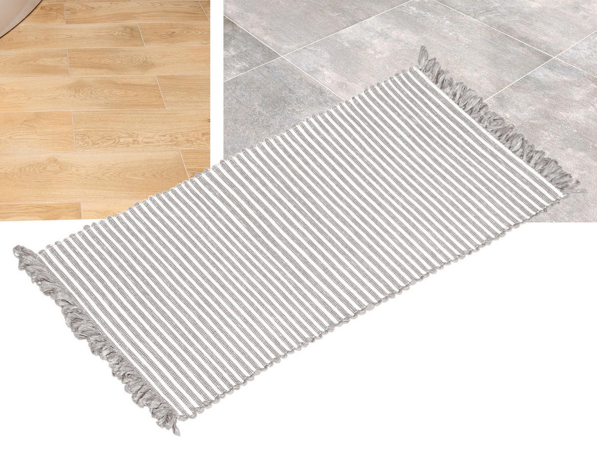 HANDGEWEBTER Läufer 60x120 cm Beige Grau - Graubraun, Naturmaterialien/Textil (60/120cm) - Lashuma