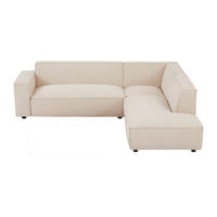 SOFA - 6 Personen - samt - beige Borore - Beige, Holz/Textil (256/75/231cm) - Vente-Unique