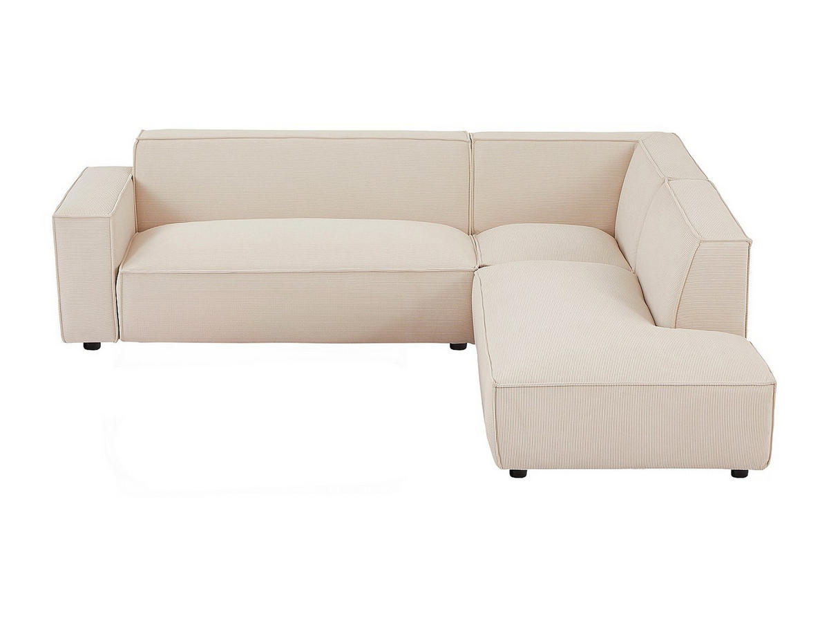 SOFA - 7 Personen - samt - beige Borore - Beige, Holz/Textil (95/75/95cm) - Vente-Unique
