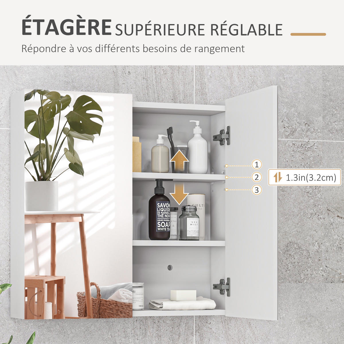 SPIEGELSCHRANK Weiß 60/15/60 cm - Weiß, Holzwerkstoff (60/60/15cm) - PANGIVO