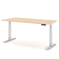 SCHREIBTISCH Elektrisch Höhenverstellbarer Familien Schreibtisch Pitino Curved Kiesel Signalweiß 120/80/52.5-121cm - Beige/Weiß, Holzwerkstoff/Metall (80/120/121cm) - ASSMANN