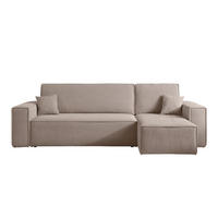 ECKSOFA Scarlo Beige Cordbezug - Beige/Schwarz, Kunststoff/Textil (244/145cm) - Selsey