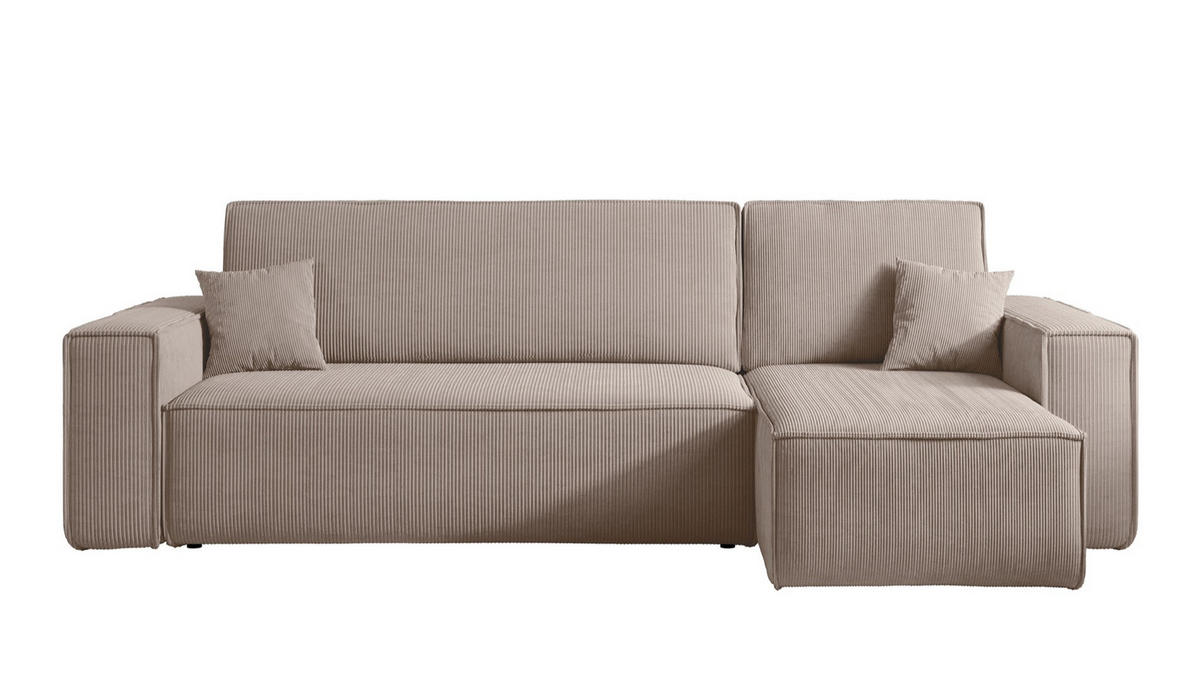 ECKSOFA Scarlo Beige Cordbezug - Beige/Schwarz, Kunststoff/Textil (244/145cm) - Selsey