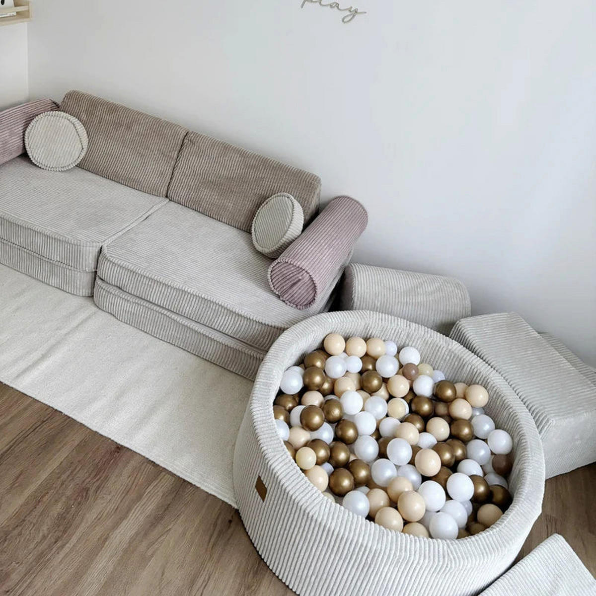 KINDERSOFA AESTHETIC 160 cm Cord Latte 8 Stk - Beige, Textil (80/12/160cm) - MeowBaby