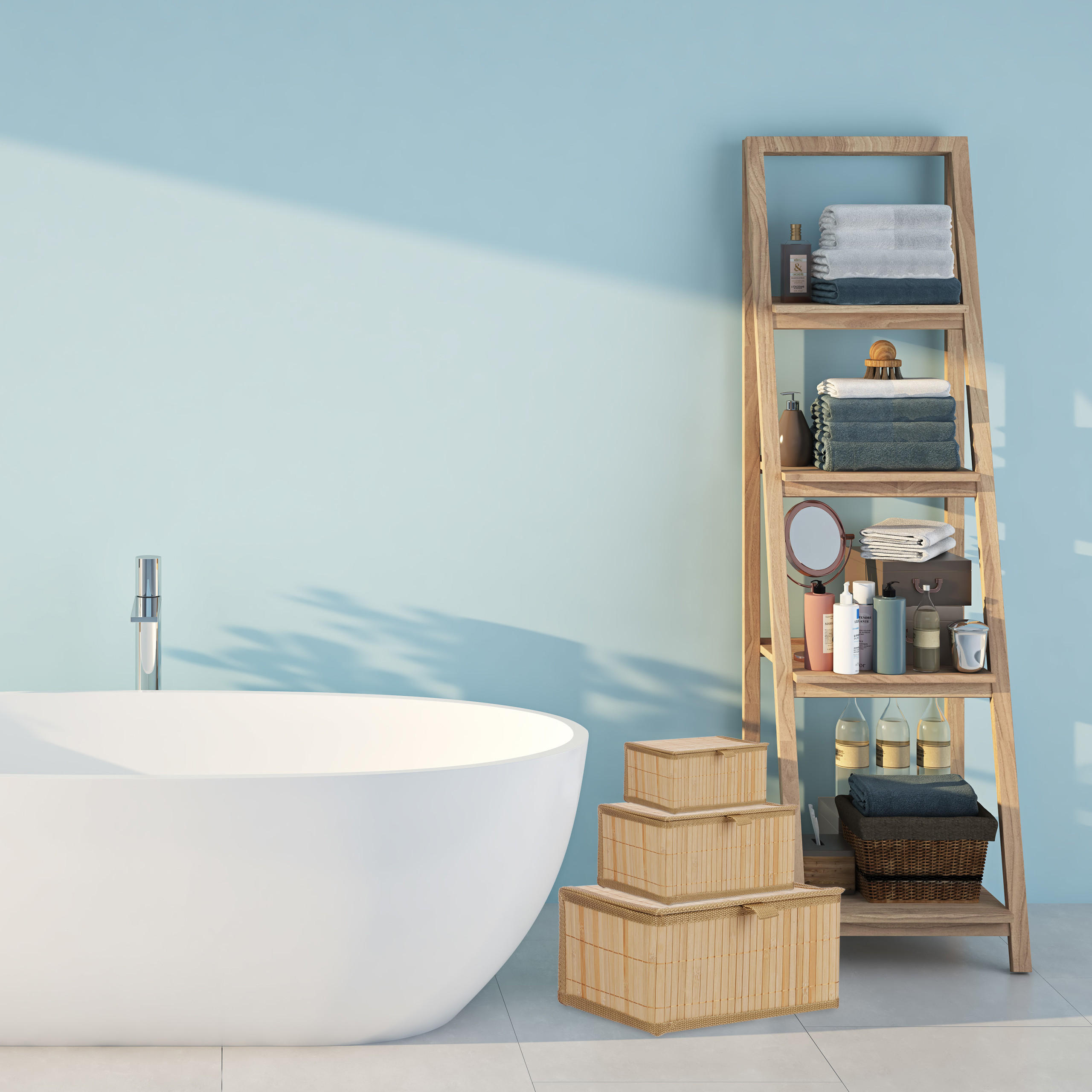 3-TLG.AUFBEWAHRUNGSKORB - Hellbraun, Holz/Textil (33/15/25.5cm) - Relaxdays