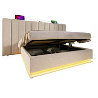 POLSTERBETT 180x200cm Doppelbett mit LED & USB-C Stauraum Beige - Beige, Holz - FLIEKS