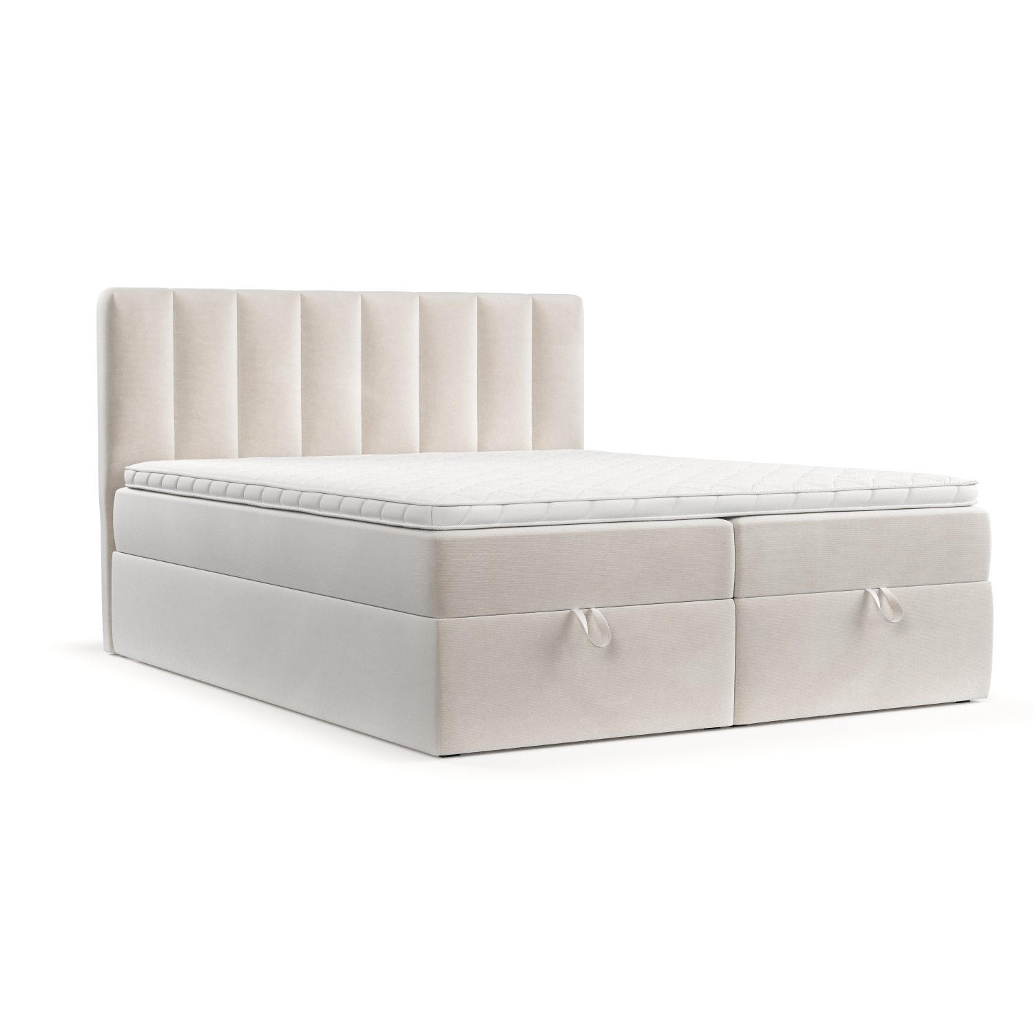 BOXBETT Lusso 200/200 cm Creme im Paros Stoff - Creme/Schwarz, Holz/Holzwerkstoff (200/200cm) - AltaBeds