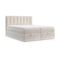 BOXBETT Lusso 200/200 cm Creme im Paros Stoff - Creme/Schwarz, Holz/Holzwerkstoff (200/200cm) - AltaBeds