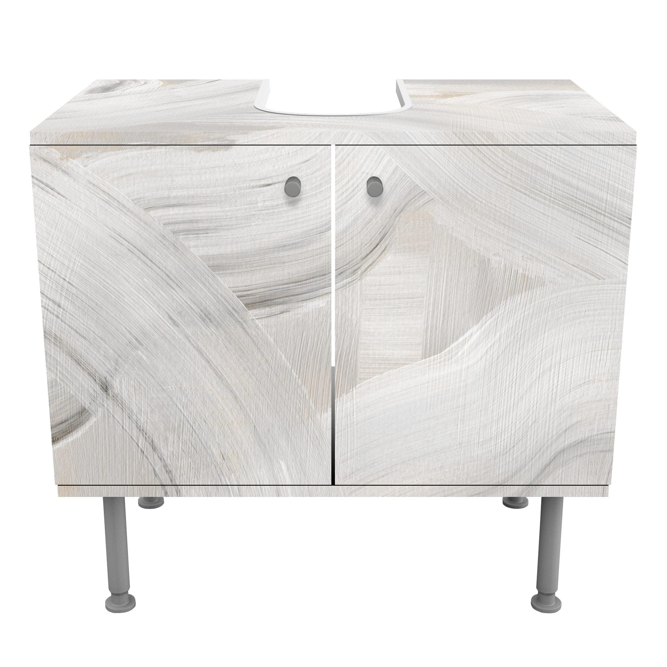 WASCHBECKENUNTERSCHRANK Weiße wandernde Wellen 60/55/35 cm - Weiß, Holzwerkstoff (60/55/35cm) - Bilderwelten