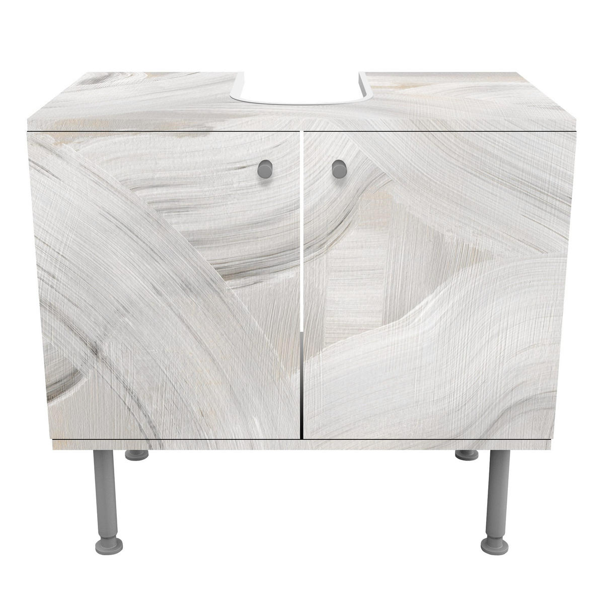 WASCHBECKENUNTERSCHRANK Weiße wandernde Wellen 60/55/35 cm - Weiß, Holzwerkstoff (60/55/35cm) - Bilderwelten
