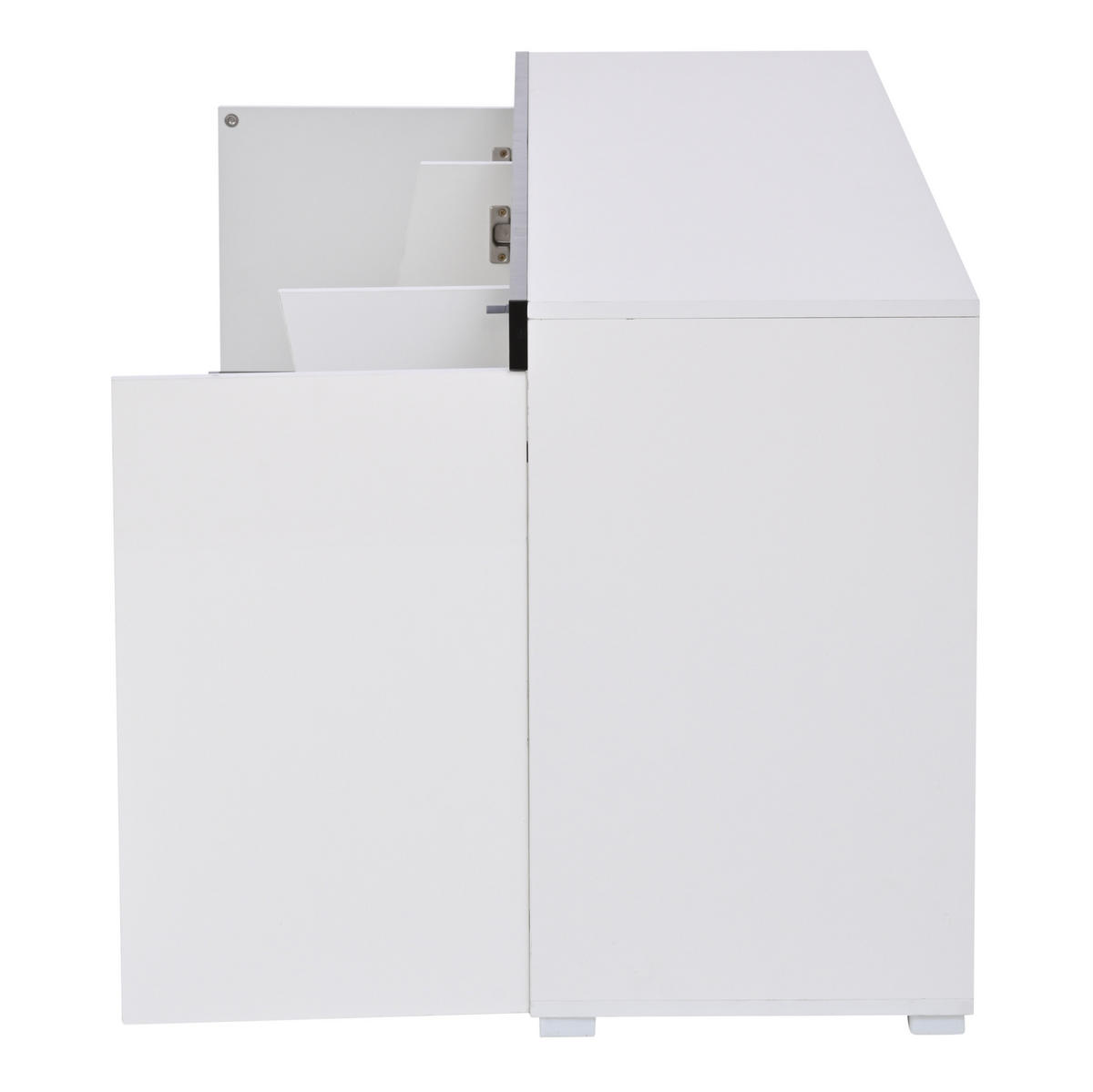 SIDEBOARD 140/40/65 cm weiß aus Spanplatte mit LED und Hochglanzfront - Weiß, Holzwerkstoff (140/65/40cm) - OKWISH