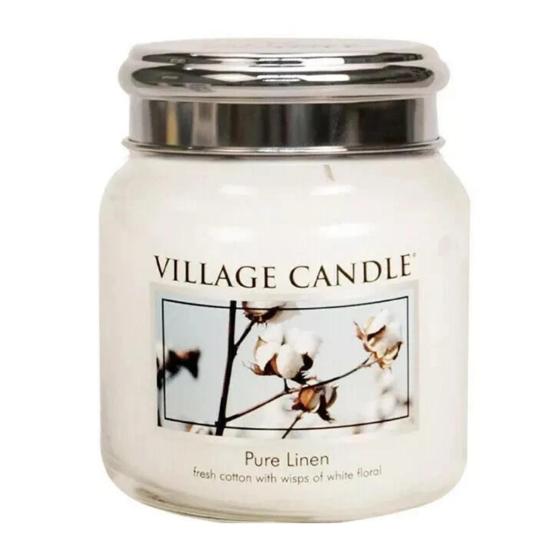 DUFTKERZE Pure Linen Weiß 389 g Glasv - Weiß, Glas/Paraffin (12cm) - Village Candle