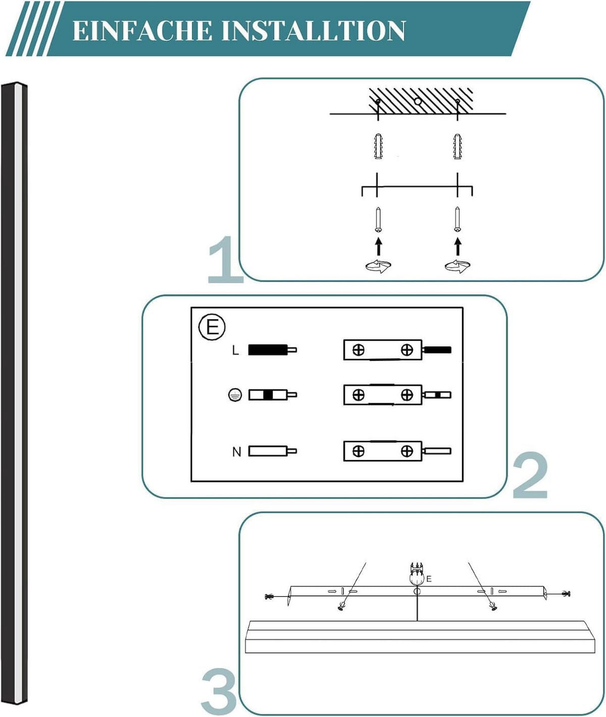 LED-WANDLEUCHTE Twinkle 2.5/3.8/100 cm - Schwarz, Metall (3.8/100/2.5cm) - ZMH