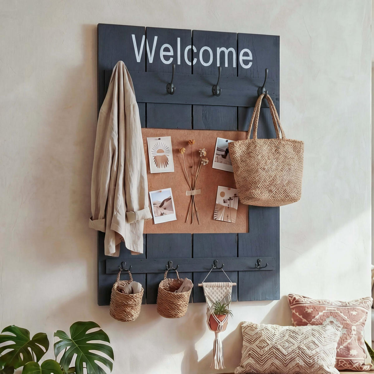 WANDGARDEROBE MIT PINNWAND Grau - Grau, Holz (60/91/3cm) - MCW