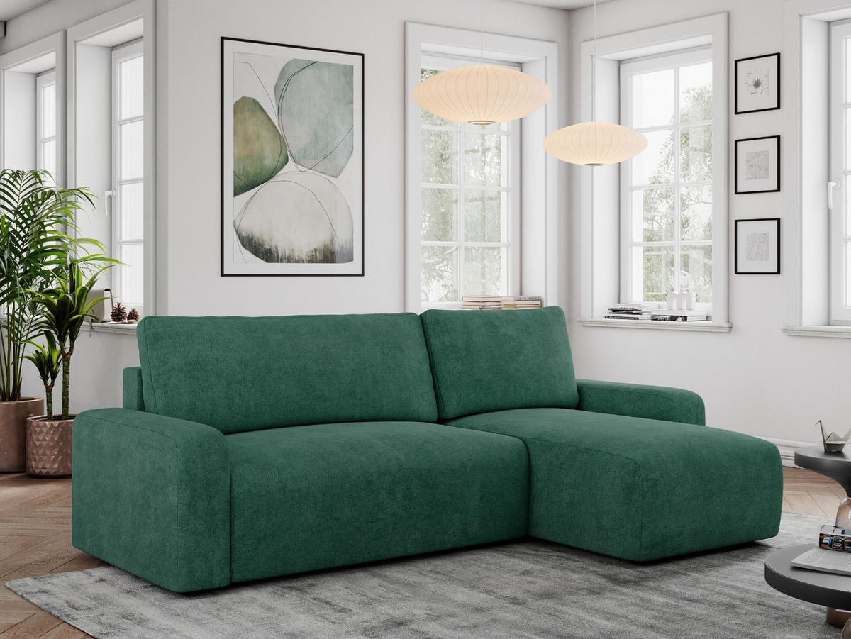 ECKSOFA ARGOS Grün Struktur - Schwarz/Grün, Kunststoff/Textil (245/150cm) - MKS