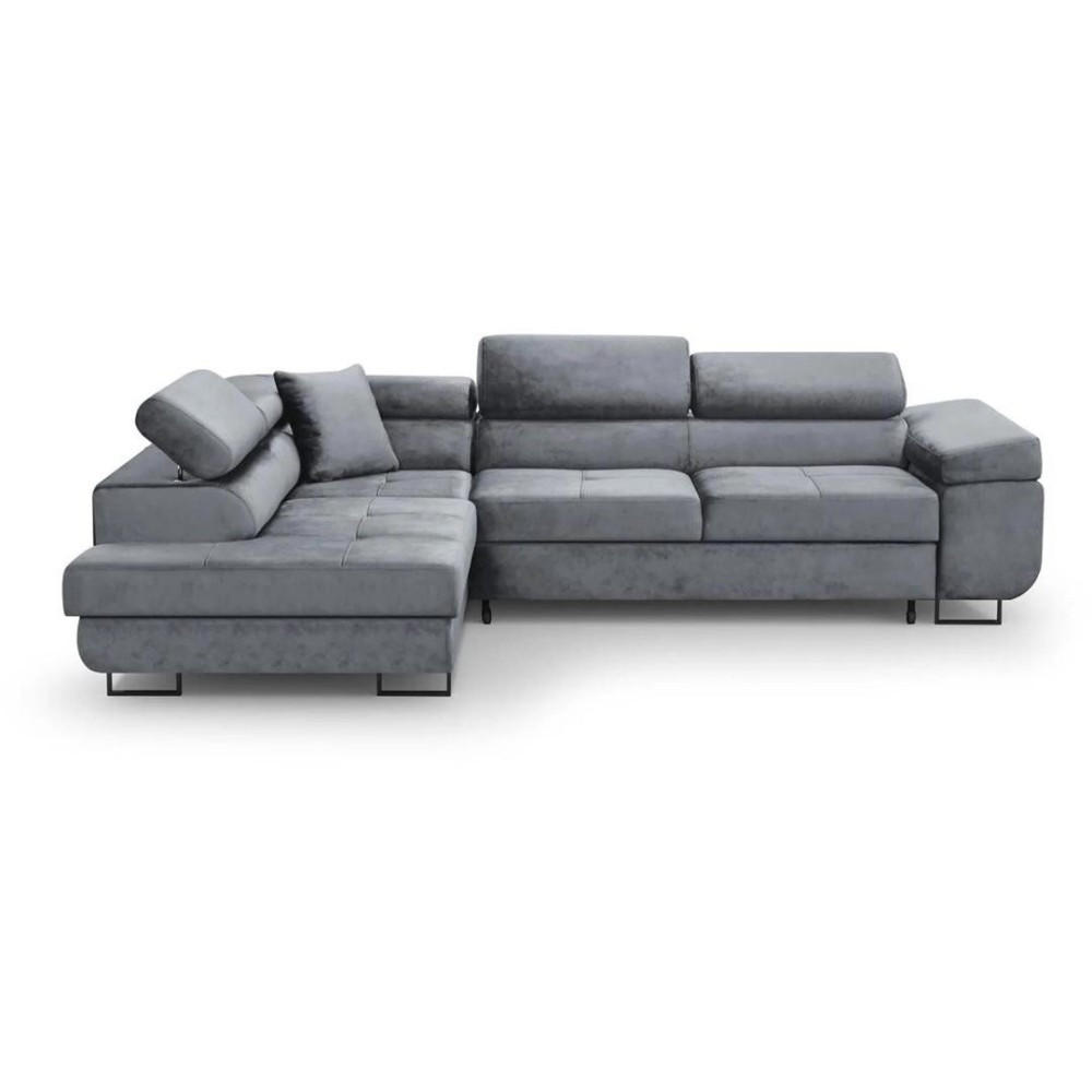 ECKSCHLAFSOFA Waldo verstellbaren Kopfstützen, Hellgrau, links - Hellgrau/Schwarz, Textil (275/203cm) - Beautysofa