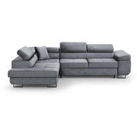 ECKSCHLAFSOFA Waldo verstellbaren Kopfstützen, Hellgrau, links - Hellgrau/Schwarz, Textil (275/203cm) - Beautysofa