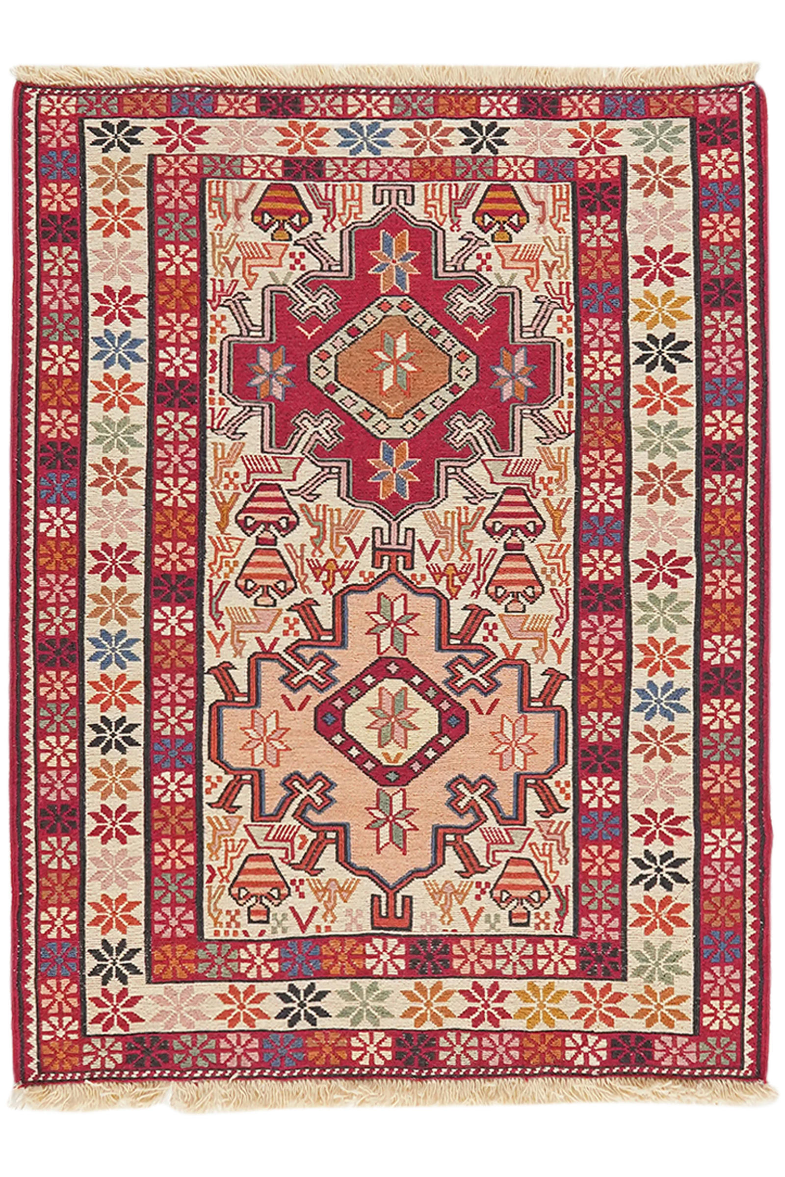 HANDWEBTEPPICH Sumak Shahsavan Beige 100/76 cm Schurwolle - Beige, Textil (76/100cm) - Looma